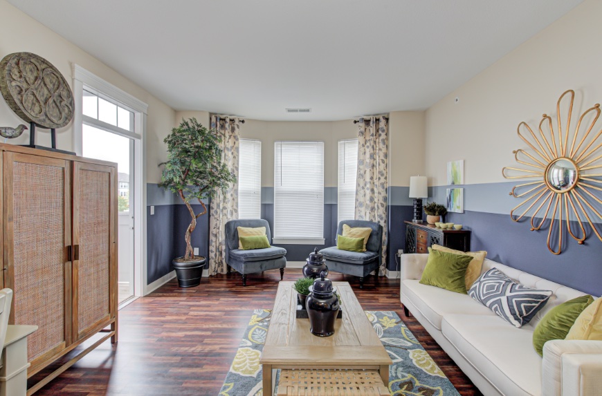 Model Living Room in Westfield apartments.